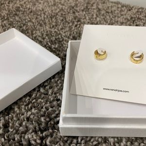 Renah Jae 10mm  18K gold huggie earrings.